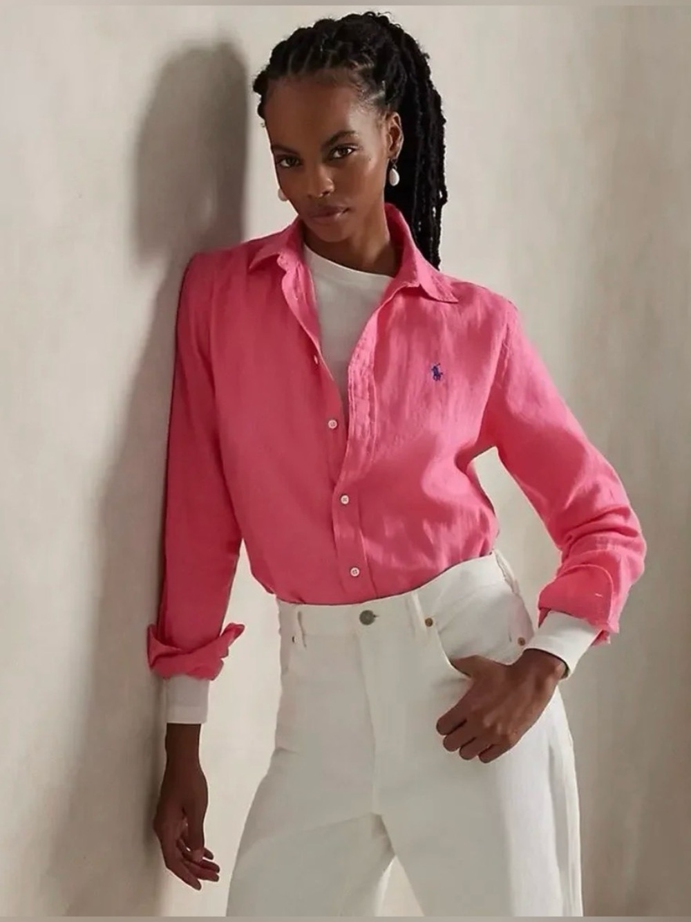 POLO RALPH LAUREN Classic Fit Linen Shirt In Hot Fuchsia